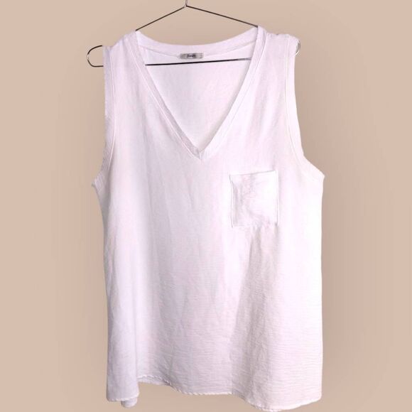 JODIFL Tops - Jodifl Womens Top Sz L V Neck Sleeveless White Lightweight Relaxed Casual Preppy